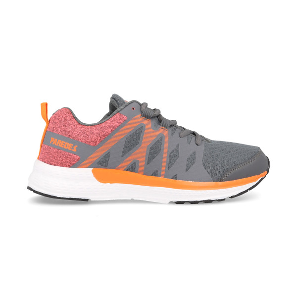 Zapatillas de deporte para hombre ultra ligeras y cómodas con un diseño explosivo que combina el color gris y naranja.