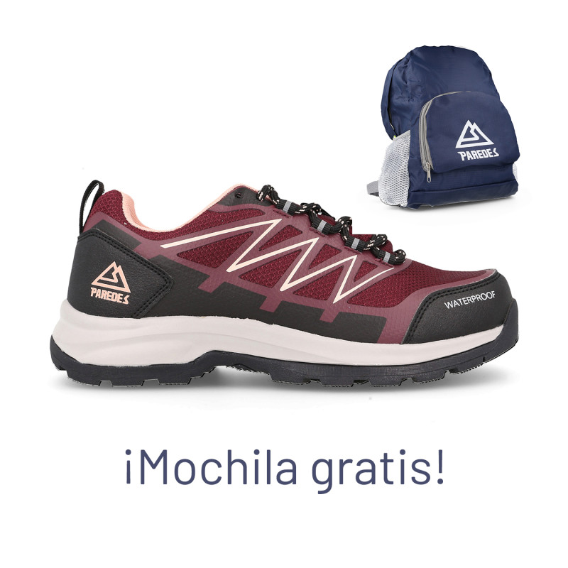 Zapatillas Trekking Mujer Versatilidad Agrón Burdeos + Mochila de REGALO