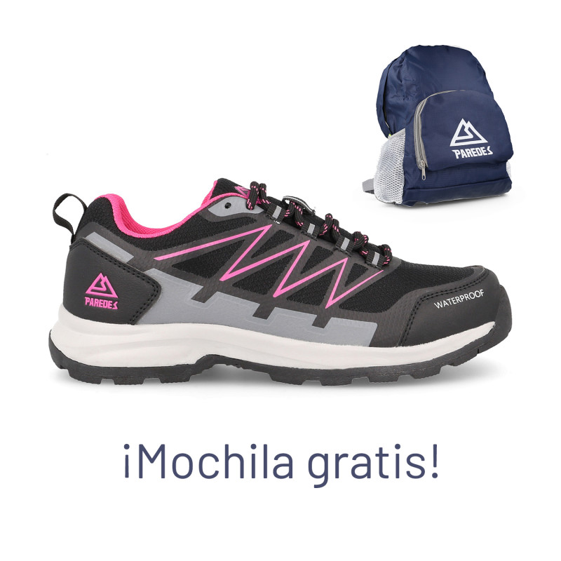 Zapatillas Trekking Mujer Ligereza Agrón Negro + Mochila de REGALO