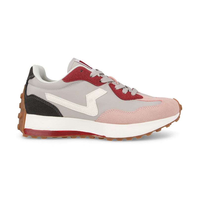 Zapatillas casual mujer Dorna gris-rosa